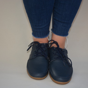 Pantof din piele naturala mata, culoare bleumarin, model clasic - Img 2