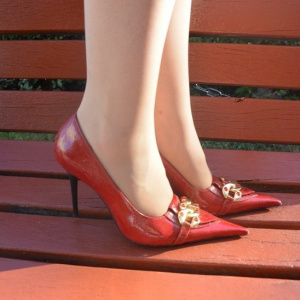 Pantof elegant, din piele naturala lacuita, de culoare rosu - Img 2