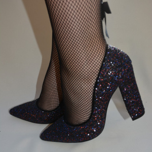 Pantof fashion cu toc inalt de 10 cm si varf usor ascutit, multicolor - Img 7