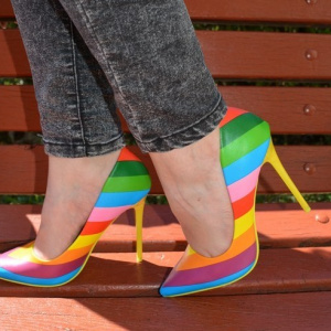 Pantof fashion tip stiletto cu design multicolor, toc inalt de 10,5 cm - Img 5