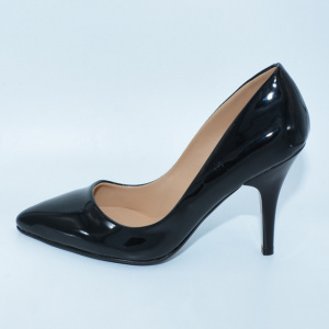 Pantof negru cu toc cui si varf ascutit, model clasic tip stiletto - Img 3
