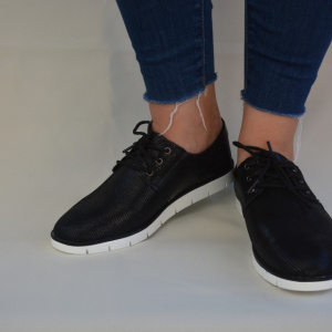 Pantof sport realizat din piele neagra, cu siret si talpa flexibila - Img 5