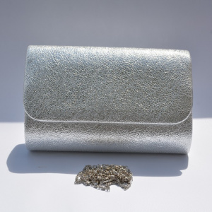 Poseta plic pentru ocazii, culoare argintie,gri ,negru, material sclipicios - Img 7