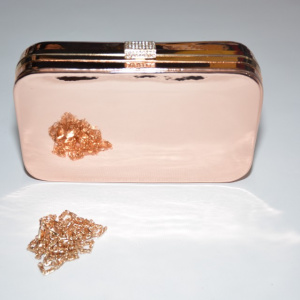 Poseta tip clutch,model oglinda,cadru metalic, nuante auriu,argintiu,pudra - Img 5