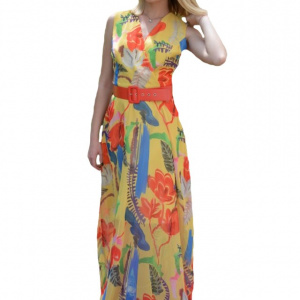 Rochie Amelia de vara ,cu imprimeu floral multicolor - Img 1