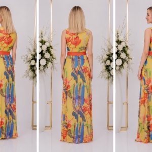 Rochie Amelia de vara ,cu imprimeu floral multicolor - Img 2