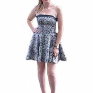 Rochie casual, cu imprimeu animal print argintiu - Img 1
