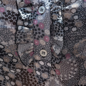 Rochie casual, moderna, imprimeu floral marunt, negru-pudra - Img 4