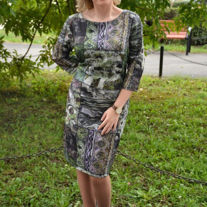 Rochie chic de zi, masura mare, cu design deosebit multicolor - Img 6