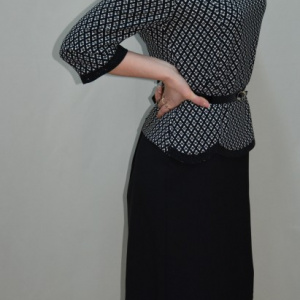 Rochie chic tip costum cu peplum in talie si imprimeu rafinat sus - Img 4