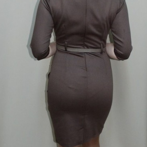 Rochie clasica, nuanta de nisipiu, design chic aplicat - Img 5