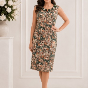 Rochie confortabila de zi, culoare verde inchis, material tip in