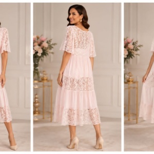 Rochie damă lejeră roz cu imprimeu floral și croială vaporoasă