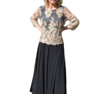 Rochie de gala de culoare neagra cu aplicatii de broderie aurie - Img 1