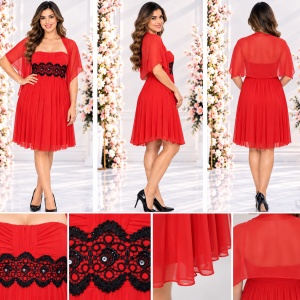 Rochie de gala, nuanta de rosu, design interesant atasat - Img 2