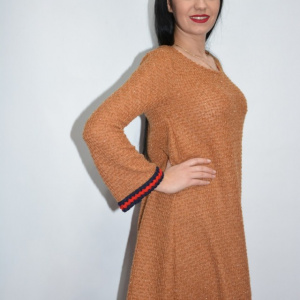 Rochie de iarna cu insertii argintii,nuanta maro - Img 5