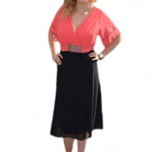 Rochie de nunta, frumoasa, eleganta, seria mare, negru cu corai - Img 1