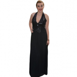 Rochie de ocazie moderna, neagra in totalitate, cu un design frumos