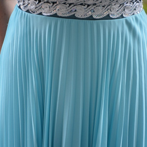 Rochie de ocazie, nuanta de albastru deschis, cu insertii de strass-uri - Img 5