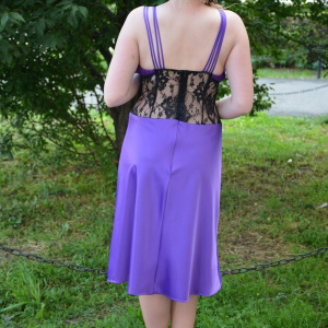 Rochie de ocazie, rafinata , mov cu inserti de dantela in talie - Img 5