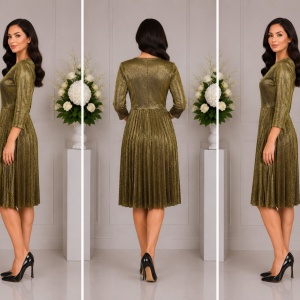 Rochie de petrecere eleganta nuanta aurie - Img 3