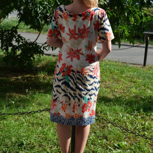 Rochie de primavara-vara, material usor, de culoare corai, albastru - Img 4