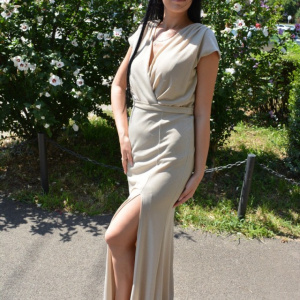 Rochie de seara ,model lung de culoare bej - Img 7