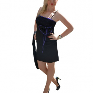 Rochie de seara scurta, cu bustul imbracat in dantela neagra - Img 1