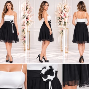 Rochie de seara scurta, cu fusta neagra si partea superioara alba - Img 2