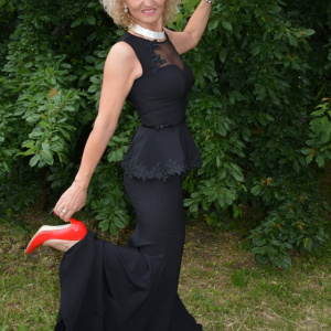 Rochie de seara tip sirena cu volanas in talie, culoare neagra - Img 4