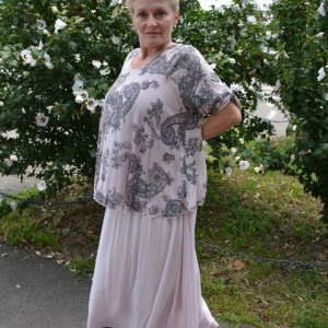 Rochie de vara culoare de pudra cu imprimeu gri - Img 4
