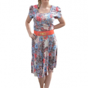 Rochie de vara masura mare cu imprimeu floral multicolor - Img 1