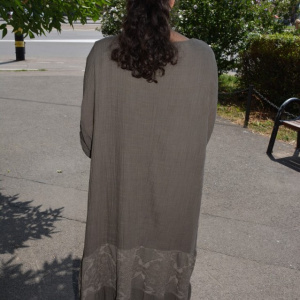 Rochie de vara Reagan cu insertii de dantela nuanta de kaki - Img 5