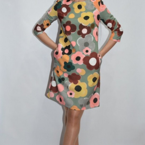 Rochie de zi cu design floral,nuanta gri - Img 7
