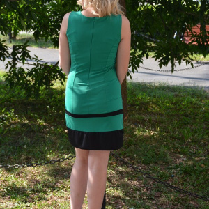 Rochie de zi, cu maneca scurta, colorata, nuanta de verde - Img 4
