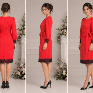 Rochie deosebita de culoare rosie, model elegant, masura mare - Img 3