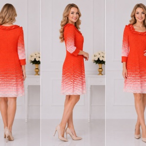 Rochie eleganta cu design de buline pe fond rosu, masuri mici - Img 3