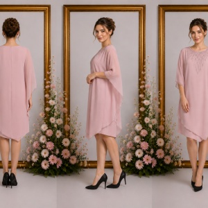 Rochie eleganta Emersyn cu aplicatii rafinate,nuanta de pudra - Img 3