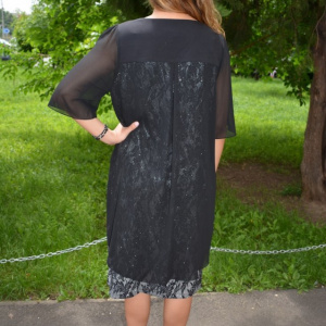 Rochie eleganta Kayla cu aplicatii de margele,nuanat de negru - Img 3