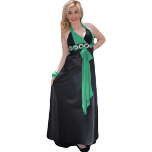 Rochie eleganta lunga, culoare negru-verde, - Img 1