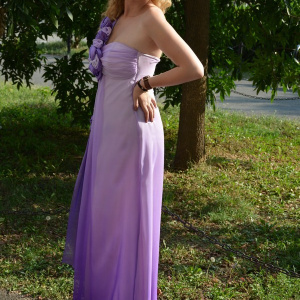 Rochie eleganta, model maxi, intr-un degrade fermecator, pe mov - Img 4