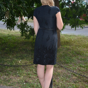 Rochie eleganta neagra,cu imprimeu catifelat in tesatura - Img 5