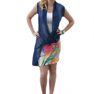Rochie eleganta,rafinata cu suprapunere de voal in V - Img 1