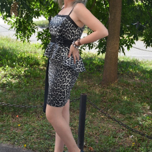 Rochie eleganta, tinereasca, culoare negru-gri, animal-print - Img 4