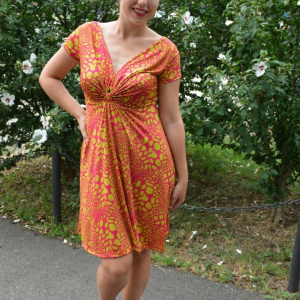 Rochie Eleonor, imprimeu molecular, nuanta de fuchsia - Img 2