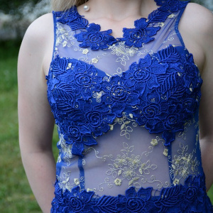 Rochie fashion de ocazie, albastra, model scurt, design rafinat - Img 5