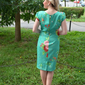 Rochie feminina de culoare verde, model imprimat in tesatura - Img 4