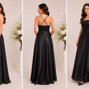 Rochie lunga, accesorizata cu o fundita si cristale - Img 3