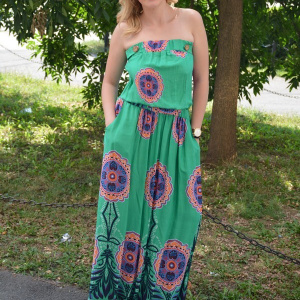 Rochie lunga de vara, culoare rosu-bleumarin - Img 4
