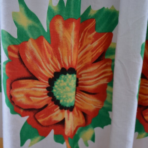 Rochie lunga de zi, culoare alba cu imprimeu de flori si dungi - Img 2